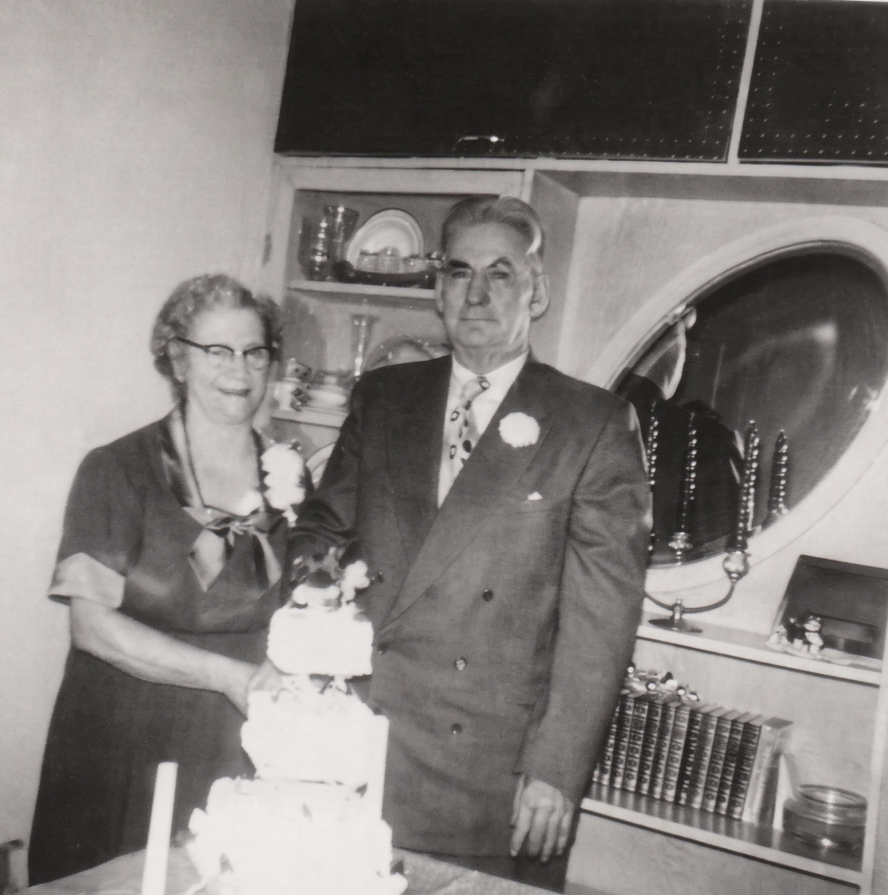 Photograph of Charles and Emily Davis at their golden wedding anniversary.