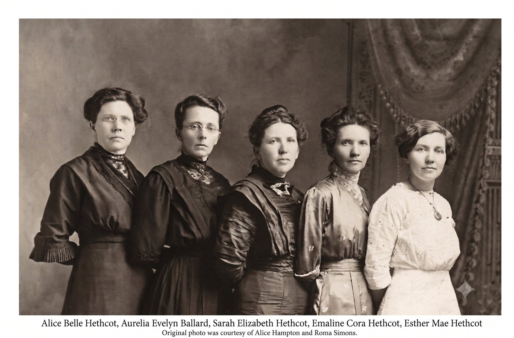 Hethcot women including Emeline Cora Hethcot Simpson