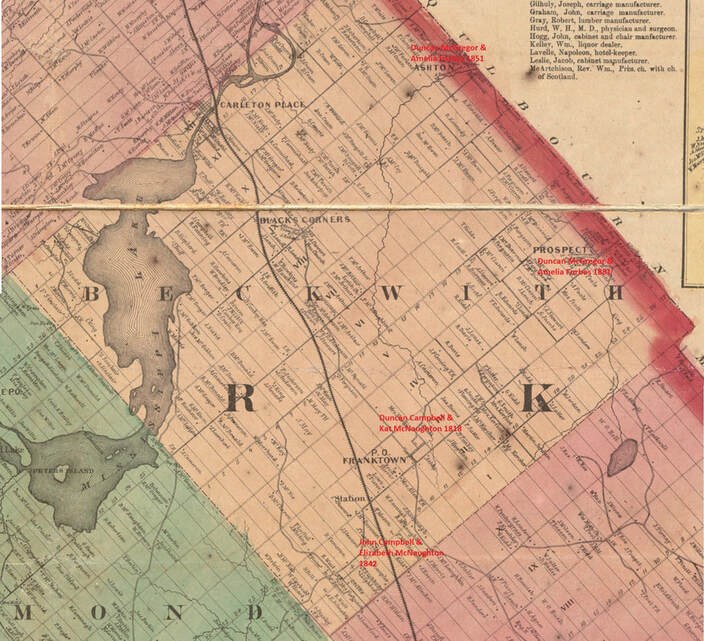 Beckwith Township, Lanark Count c. 1863